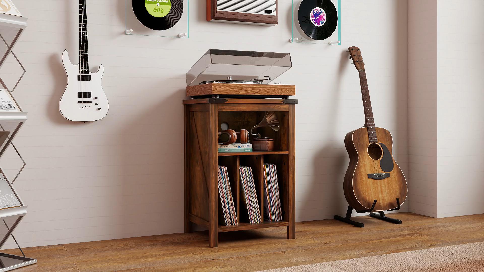 Amazon.com: Joaxswe Record Player Stand with Vinyl Record Storage